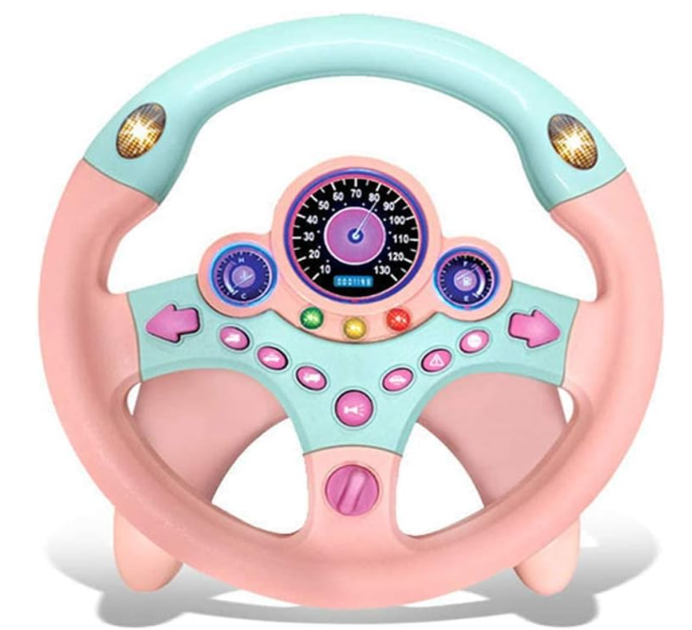 sesil Kids Electric Early Education Simulation Steering Wheel Toy Multifunctional High Simulation Car Driving Toy with Music and Light Pretend Driving Toy for Toddlers