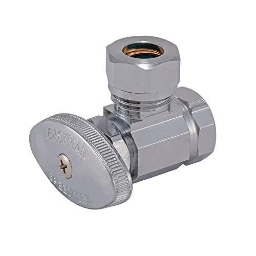 Eastman Multi-Turn Angle Stop Valve, 1/2 Inch FIP x 1/2 Inch Slip Joint Connection, Chrome Plated, 04328LF