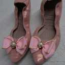 Womens Foldable Ballet Flats Bling Rhinestone Pointed Toe Comfort Slip On Walk Work Loafers Bridal Dress Shoes (7.5, 2-pink)