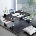 Slendor Lap Desk with Tablet Slot, Foldable Laptop Table with Storage Drawer for BedPortable Bed Desk for Laptop, Computer Tray with Cup Holder Notebook Stand Reading Holder for Couch Floor, Black
