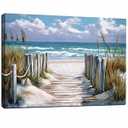 Bathroom beach picture wall art, blue ocean painting decorate bedroom, relax sea view artwork 16x24