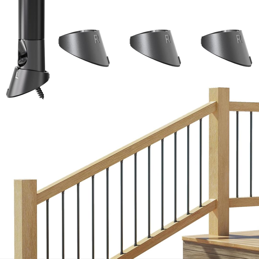 , 100 Pack Stair Baluster Connectors, 3/4" Black Nylon Slant Shoes for 2242 Angled Railings, Must Work with Level Connectors, Fit Round Metal Balusters WB50