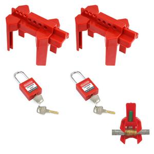 Adjustable Ball Valve Lockout Device - 2 Pack with 2 Safety Padlocks Universal Fit for 0.5"-2.5" Pipes, Industrial & Outdoor Use