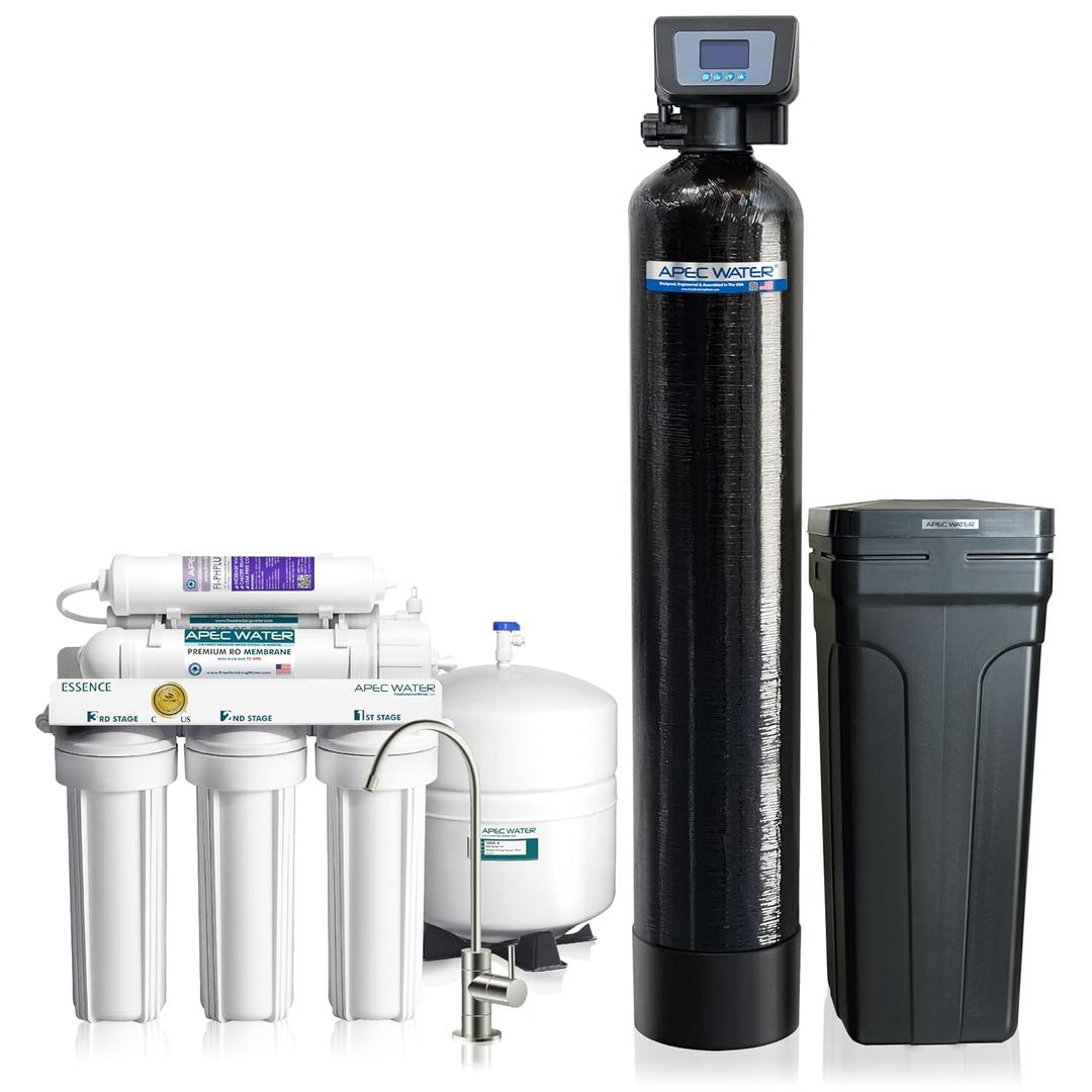 APEC WH-SOFTENER-30-FG Reverse Osmosis System + Water Softener Savings Bundle, Top Tier Alkaline Mineral RO System, Spa Quality Water Softener 30K Grains, Digital Control Valve (1-3 Bathrooms)