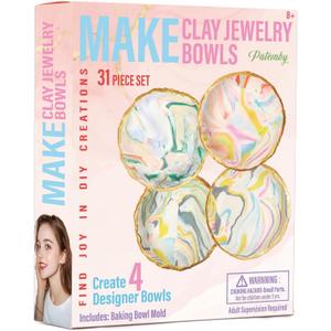 Make Your Own Clay Jewelry Bowls Arts and Crafts Kit for Teen Girl, DIY Clay Jewelry Dish Kit, Polymer Clay Crafts for Girls, Fun Birthday Gift for Teens Girls Kids Ages 8 9 10 11 12 Years Old (Multi-Color)
