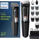 Norelco Philips Multi Groomer All-in-One Trimmer Series 3000-13 Piece Mens Grooming Kit for Beard, Face, Nose, Ear Hair Trimmer and Hair Clipper - NO Blade Oil Needed, MG3740/40 (MG3740/40 - 13 Pieces, Black/Chrome)