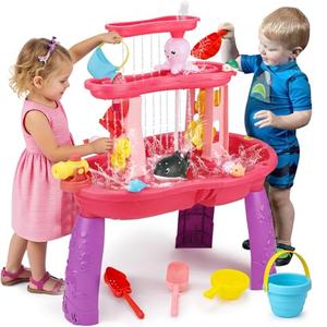 Water Table for Toddlers 3-5 with Pump Kids Sand and Water Activity Sensory Play Table Outdoor Toys for Kids Ages 4-8 Summer Outside Beach Pool Backyard Toys Age 3 4 5 Year Old Boys Girls Gifts