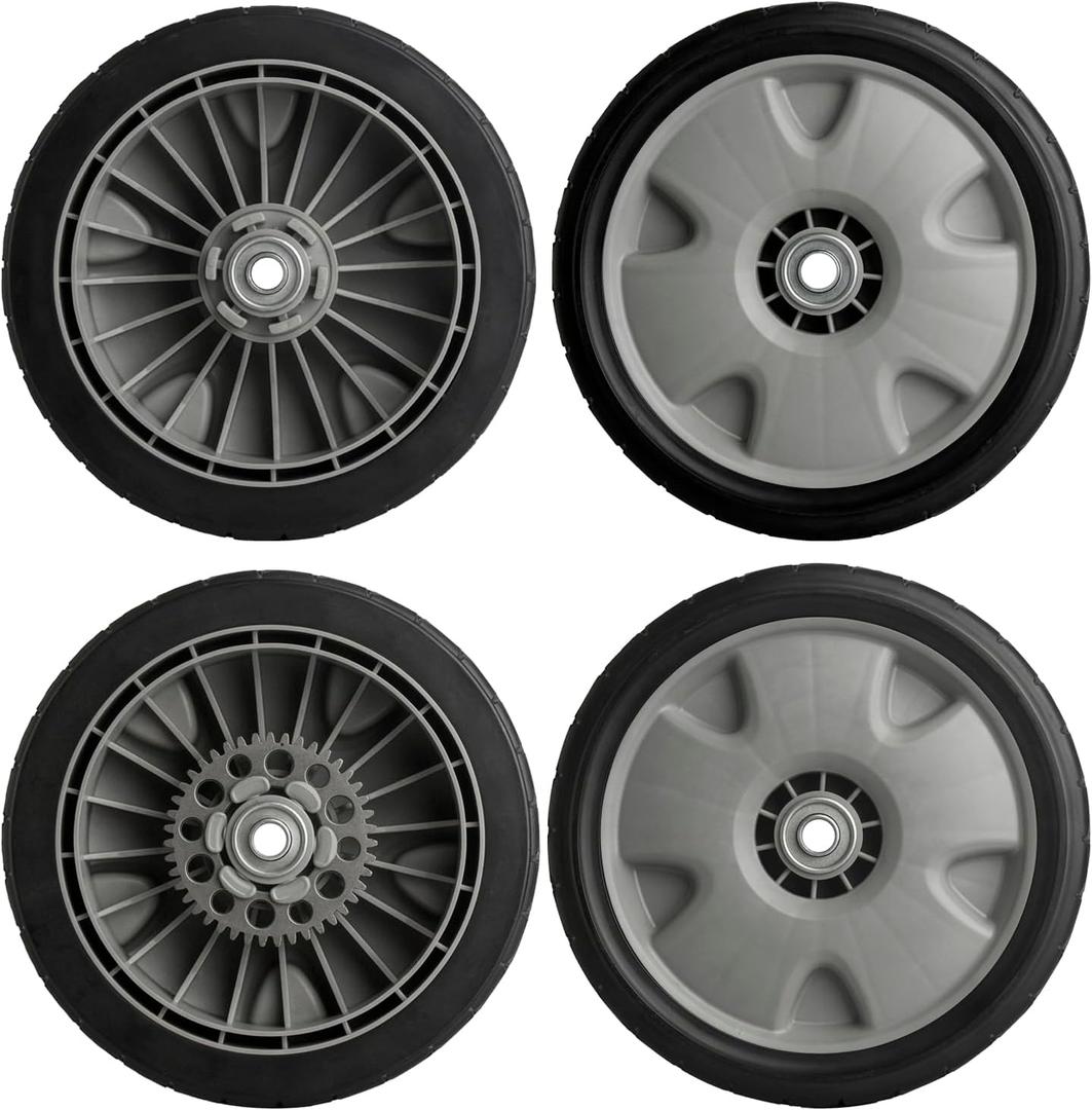9" Replacement Lawn Mower Wheel Kit (2X Front Drive Wheels 44710-VH7-010ZA + 2X Rear Wheels 42710-VH7-010Z) for Honda HRR216 HRX217 Mower