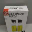 Premium Glass Olive Oil and Vinegar Dispenser Bottles Set, 2-Piece 16oz Kitchen Cooking Cruet with Auto-Open Lid, Non-Drip Pouring Spout, Oil Infuser Filter, Dishwasher Safe (Black)