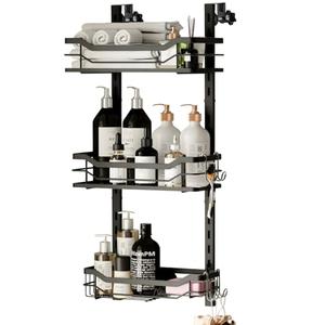 Amazon.com: TAILI Hanging Shower Caddy Over The Door Adjustable Hanging Organizer Rack with Hooks, Sturdy Rust Proof Shower Organizer Shelf Basket Storage Rack, No Drilling : Home & Kitchen