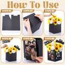 Glenmal 24 Pcs Class of 2026 Graduation Table Centerpieces Decor 6/7 Inch Graduation Photo Frame Display Box Artificial Sunflowers and Roses Class 2026 Centerpieces Picks for Party(Black)