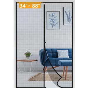 Yotache Magnetic Screen Door Fits 34 x 88 Doors, Screen Size 36" x 89" High-Density Fiberglass Mesh with Powerful Magnets for Front Back Doors Black