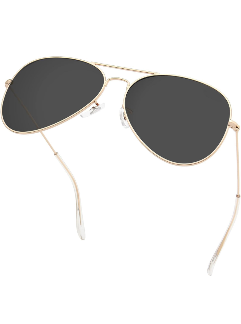livho Sunglasses for Men Women Aviator Polarized Metal Mirror UV 400 Lens Protection (Gold Black)