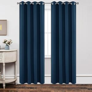 Joydeco Blackout Curtains 84 Inch Length 2 Panels Set, Thermal Insulated Long Curtains& Drapes 2 Burg, Room Darkening Grommet Drapes for Living Room Bedroom Window (W52 x L84 Inch, Navy Blue) 