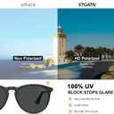 STGATN Vintage Round Sunglasses for Women Polarized UV Protection, Trendy Retro Designer Style ST028 (2. Matte Black Frame Grey Lens)