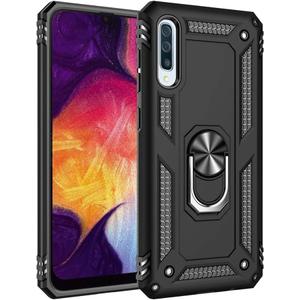 Military Grade Drop Impact for Samsung Galaxy A50 Case 360 Metal Rotating Ring Kickstand Holder Magnetic Car Mount Armor Heavy Duty Shockproof Galaxy A50/A50s/A30s Phone Case (Black)