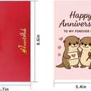10 x Cute Otter Anniversary Card to Husband Wife Couple | Happy Anniversary Decorations Gifts for Women Men Him Her Pink Otter Half Card (HA05)