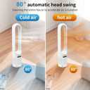 Hiluce 3-in-1 Bladeless Fan with Air Purifier,Powerful Fan and Heater Combo HEPA Filter 99.97%,Quiet Tower Fans with Remote,Tip-Over Switch,80°Oscillating, 8 Speeds, 9H Timer for Bedroom, Office