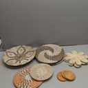 Boho Hanging Wall Basket Decor Handmade Woven Basket Wall Decorative Boho Wicker Baskets Placemats Round Farmhouse Bulrush Art for Rustic Home Decorations Christmas Gift(Cute)