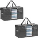 VENO 2 Pack Moving Bags, Comforter and Blanket Storage Bags for Closet, Moving Boxes, Boxes with Lids Alternative, College Dorm Packing Supplies, Foldable Heavy-Duty Tote with Window (Gray, 2 Pack)