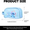 MINISO Stitch Cartoon Print Makeup Bag, Cosmetic Organizer with Zipper, Travel Toiletry Bag for Women