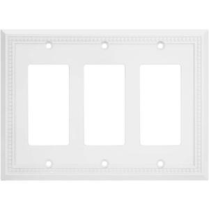 Henne Bery Sunken Pearls Heavy Duty Decorative Wall Plate Switch Plate Outlet Cover (Triple Decorator, White)