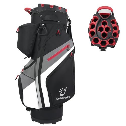 Solaraft 14-Way Golf Cart Bag, Waterproof Lightweight Golf Bag with Silent Dividers, Insulated Cooler Pocket & Umbrella Holder for Men & Women