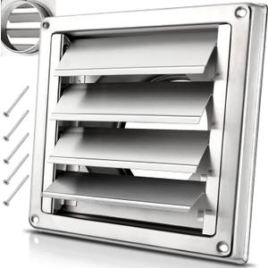 4" Upgrade Metal Dryer Vent Cover for House, Premium Stainless Steel Dryer Vent with 4 Screws Rubber Gasket, Best Exterior Wall Vent Cover with Louvre for Dryer Vents Range Hood Vent AC Vent