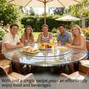 34" Glass Lazy Susan for Dining Table, Glass Turntable Table Centerpiece with 6 Rotating Wheels, 360° Smooth and Silent Spin Tabletop Rotating Tray, for Family Gatherings, Banquets, Weddings, 86 cm