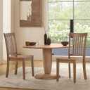 COLAMY Farmhouse Dining Chairs Set of 2, Light Brown Wooden Dining Room Chairs, Windsor Spindle High Back Side Chairs, Armless Rubberwood Kitchen Table Chairs