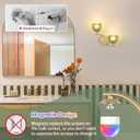 Battery Operated Wall Sconce, 2-Lights Vinatge Brass Wall Lighting with Green Tluip Shade Rechargeable Bulb with Remote for Living Room, Bedroom (1 pack)