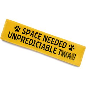 3 x Space Needed Leash Sleeve, Funny Yellow Dog Leash Wrap Alert Hanging ID Patch Tag, Do Not Pet Velcro Patch, Pet Birthday Gifts for Dog Lovers Owners