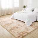 Litanika 6x9 Shag Area Rug for Living Room Bedroom, Tie-Dyed Beige High Pile Soft Plush Shaggy Furry Cream Bedside Playroom Dorm Carpet, Non-Slip, Non-Shedding Modern Indoor Floor Rug