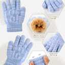 Kids Winter Hat Gloves Scarf Set Toddler Winter Beanie with Pom Knit Neck Warmer Fleece Lined Gloves for Boys Girls (2-8 Years, Blue Mix)