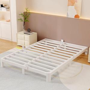 6 Inch Full Size Bed Frame, Metal Platform Bed Frame Fullwith Baffles, Heavy Duty Steel Platform Support, No Box Spring Needed, Baby & Pet Friendly, Round Corner Legs, Easy Assembly, Noiseless