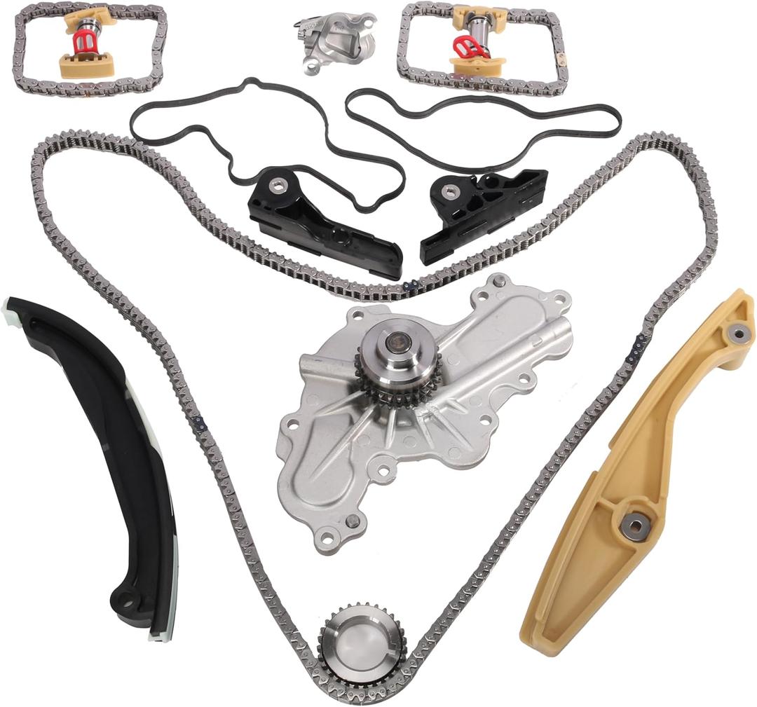 Timing Chain Kit with Water Pump, For Ford Edge/ Explorer/ F-150/ Flex/ Mustang/ Police Interceptor Sedan Utility/ Taurus/ Transit-150 2011-2019 3.5L 3.7L V6 3496cc 3726cc #OE BL3Z-6268-A AT4Z-6268-A
