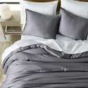 EVERGRACEHOME Tencel Lyocell Cooling Duvet Cover Set Queen Size 3 Piece, 100% Natural Eucalyptus Lyocell Fiber from Austria, Luxury Silky Soft Comforter Cover with 2 Shams, Charcoal Gray, 92"x88"