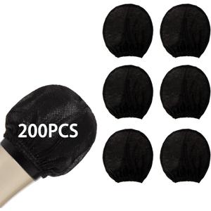 Microphone Cover Pop Filter 200 PCS, Disposable Mic Cover with Individual Packing, Microphone Protector Suit for Most Handheld Microphones, Non-Woven, Black