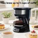 5-Cup Programmable Drip Coffee Maker with Digital Timer, Glass Carafe,24-Hour Auto Brew,2-Hour Auto Shut-Off, Pause & Pour, Removable Filter Basket,Compact Coffee Machine for Home & Office