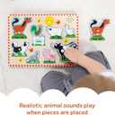 Melissa & Doug Farm Animals Sound Puzzle 8-Piece Wooden Peg Puzzle with Light-Activated Sounds, Music Learning Toy for Toddlers and Preschoolers Ages 2+