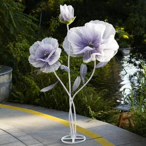 Giant Artificial Flower Decor, Oversized Gradient Organza Flower with Bendable Stem, DIY Shape Fake Flower Sculpture with Heavy Base for Wedding, Event, Party & Photo Backdrop, Store Display(purple)