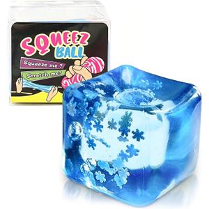 2 x Squeeze Stress Ice Cube, Squeeze Toys Ice Cube for Kids Adults Squishies Stress Relief, Sensory Toys for Kids with Autism, Fidgets for Classroom Prize Toys