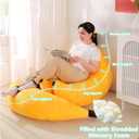 Banana Bean Bag Chair with Ottoman, Floor Sofa Bed with Footrest, Comfy Convertible Lounger for Teens & Adults, Plush Couch for Bedroom, Living Room or Dorm, M-Yellow, Medium
