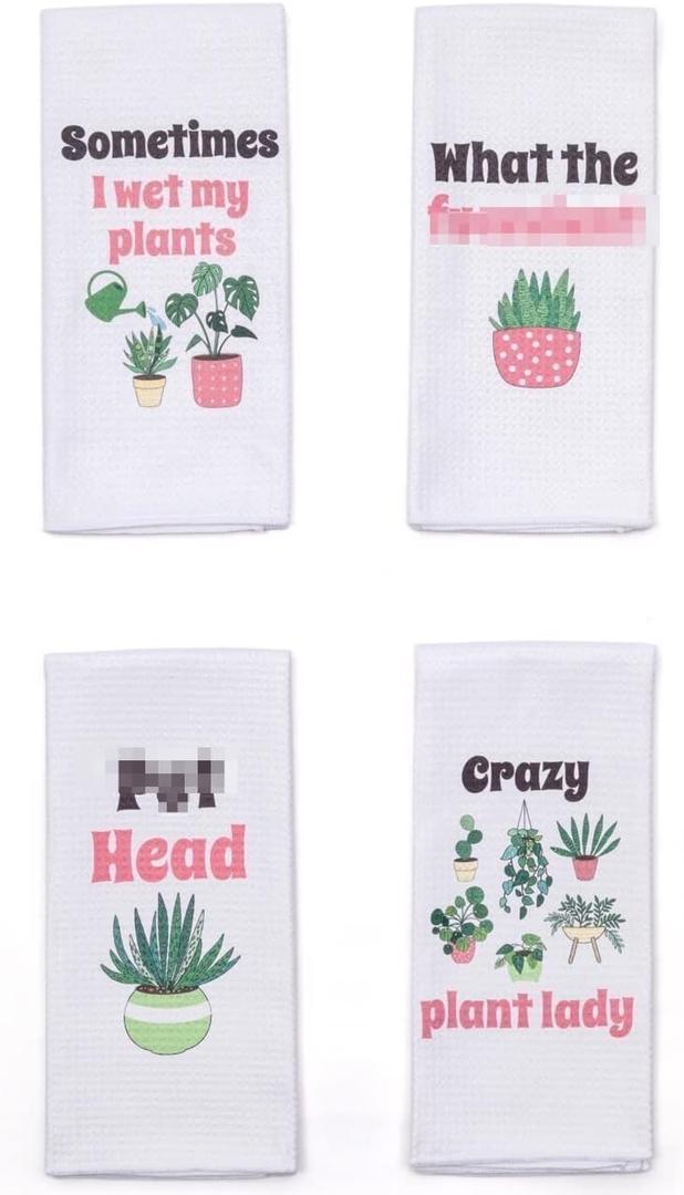 Microfiber Dish Towel Funny Kitchen Towel Set of 4  Plant Lady Themed Pumpkin Kitchen Towel  Durable Decorative TowelsBest Housewarming Gifts, Farmhouse Kitchen Towel, Funny Fall