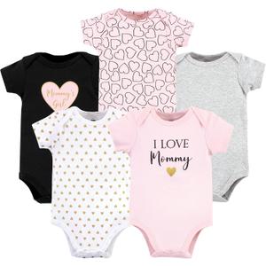 Hudson Baby Unisex Baby Cotton Bodysuits, Girl Mommy, 3-6 Months