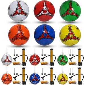 Youlina 6 Pack Operation Deflated Christmas Soccer Ball with Pump, Bulk Soccer Balls, Classic Soccer Balls with Mesh Sport Bag Pump Needle for Shoebox Gift Fillers Charity Donations (Size 4)
