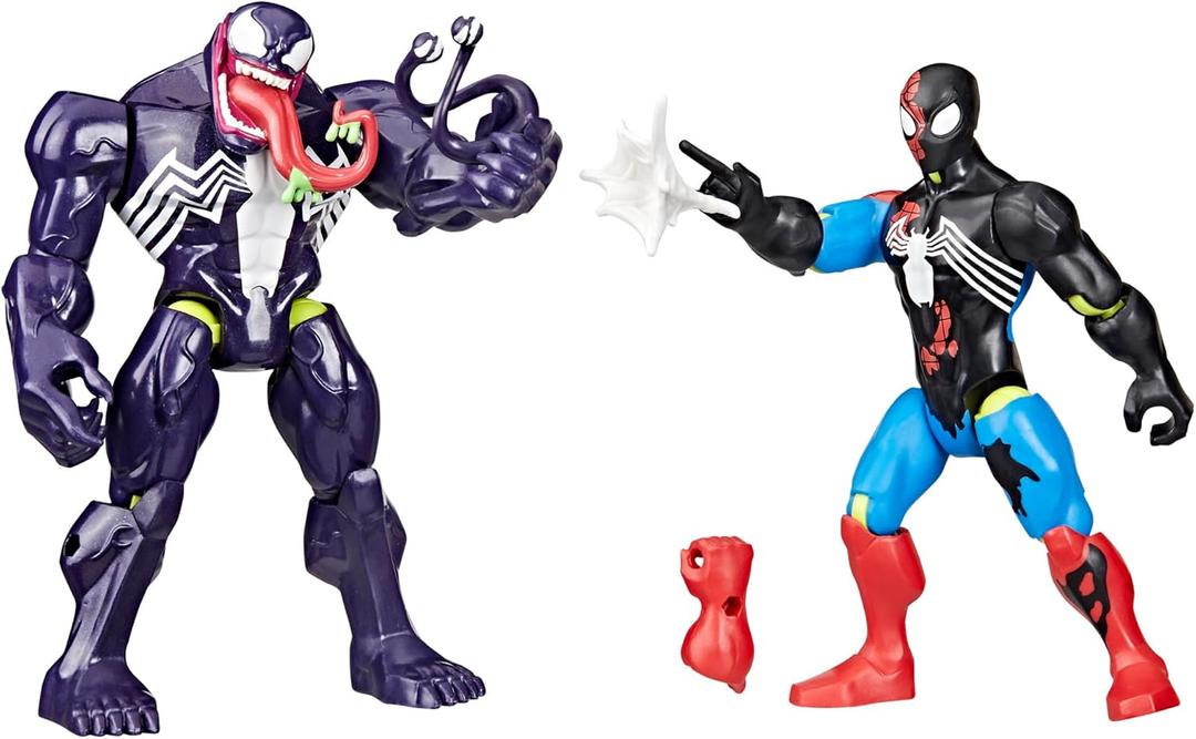 Spider-MAN Marvel MixMashers Venom vs. Venomized, Custom Action Figure & Accessories 2-Pack, 5-Inch-Scale Super Hero Toys for Kids Ages 4+