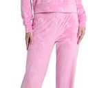 Juicy Couture Women's 2 Piece Velvet Fleece Long Sleeve Pullover Top and Pants Lounge Sleepwear Set, Small