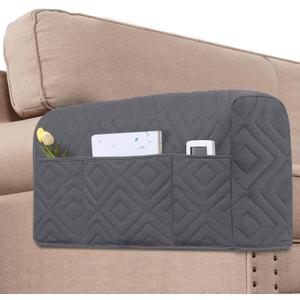 H.VERSAILTEX Armrest Covers for Sofa Water Resistant Couch Arm Covers Remote Control Holder Sofa Armrest Organizer for Magazine, Tablet, Phone, iPad(Set of 2, Gray)