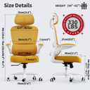 TRALT Office Chair Ergonomic Desk Chair with Lumbar Support Yellow, 1, 25.7" W x 17.3" D x 46.9"-49.2" H
